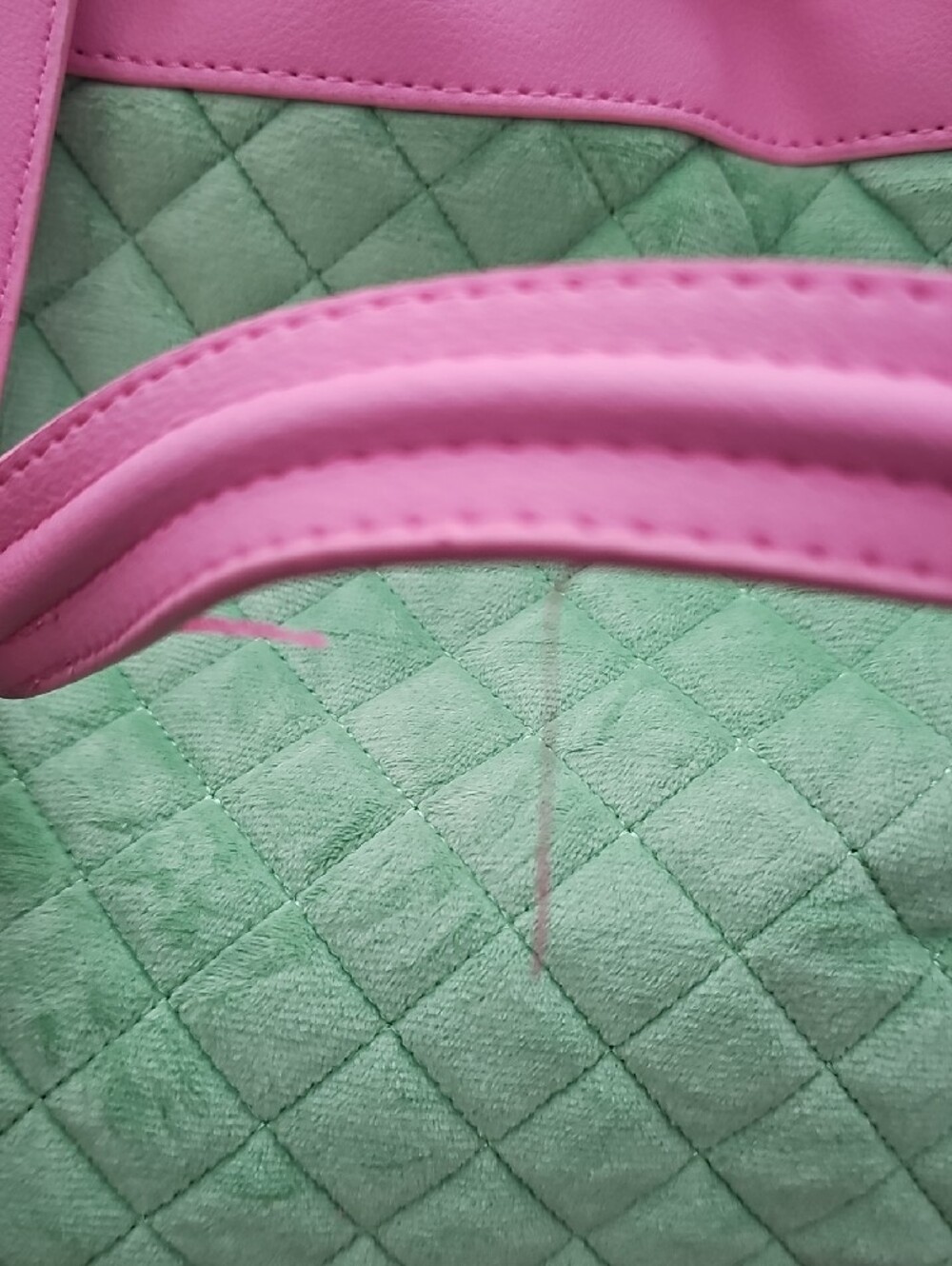 Juicy Couture Pink and Green Quilted Tote with Charm - Picture 5 of 7